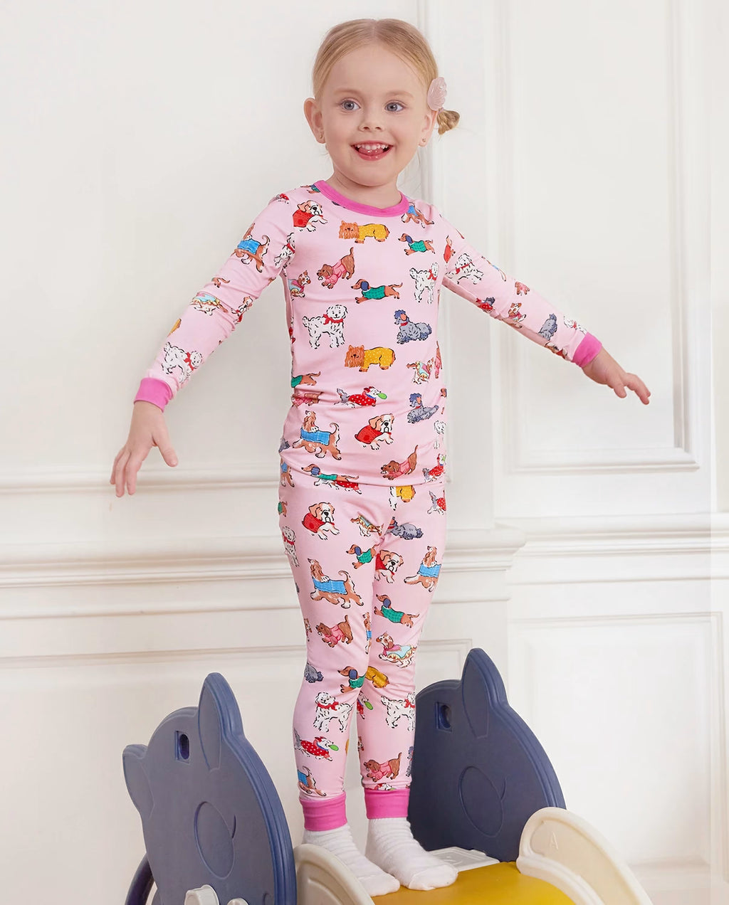 Puppy Pals Long Two-Piece Pajama Set, puppy pals bamboo two piece pjs lifestyle 1