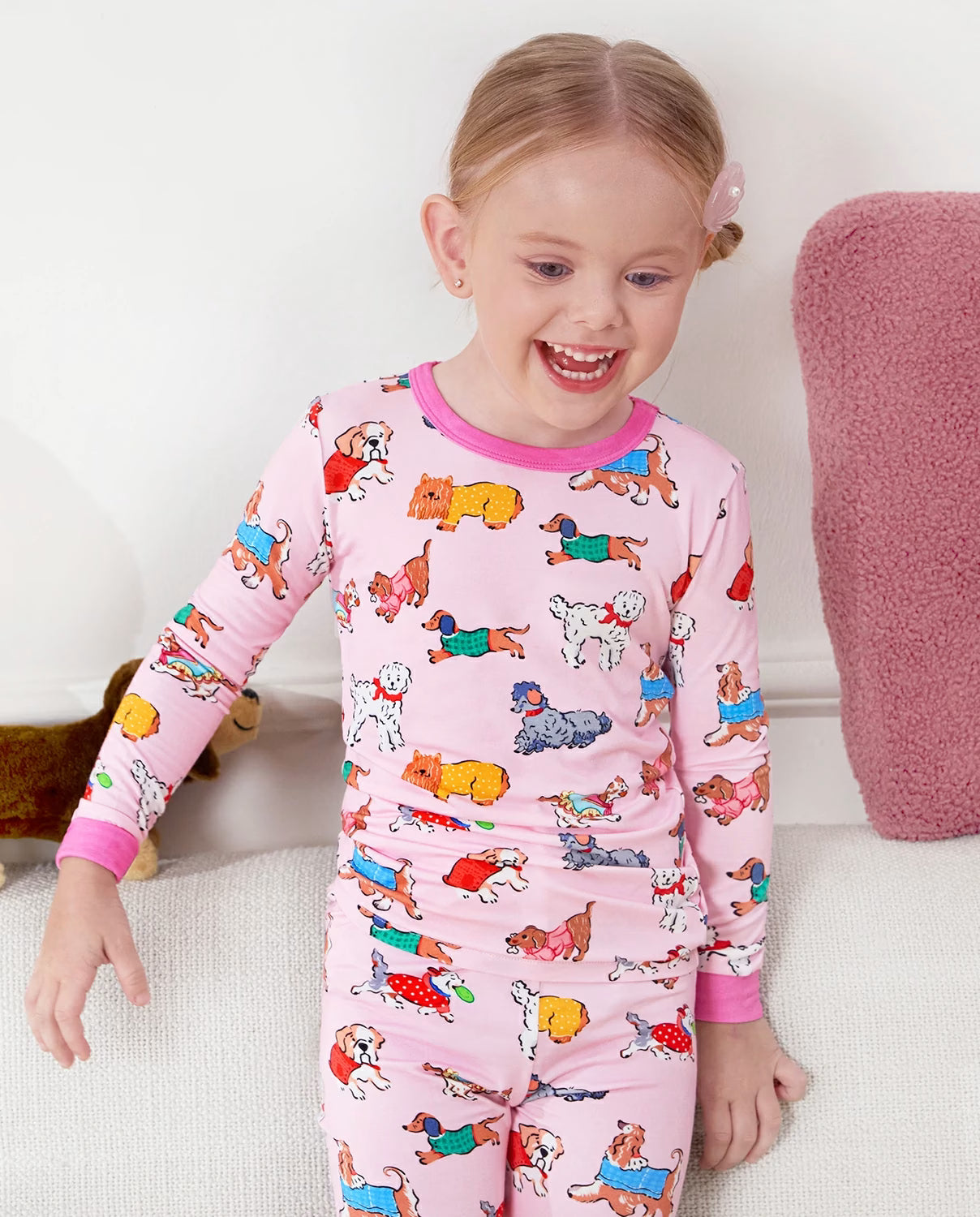 Puppy Pals Long Two-Piece Pajama Set, puppy pals bamboo two piece pjs lifestyle 3