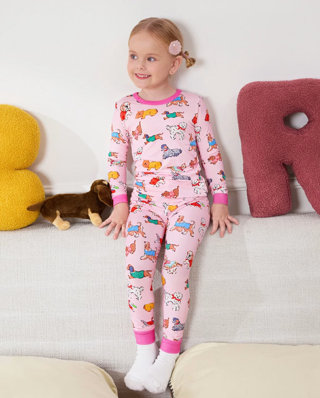 Puppy Pals Long Two-Piece Pajama Set, puppy pals bamboo two piece pjs lifestyle 5