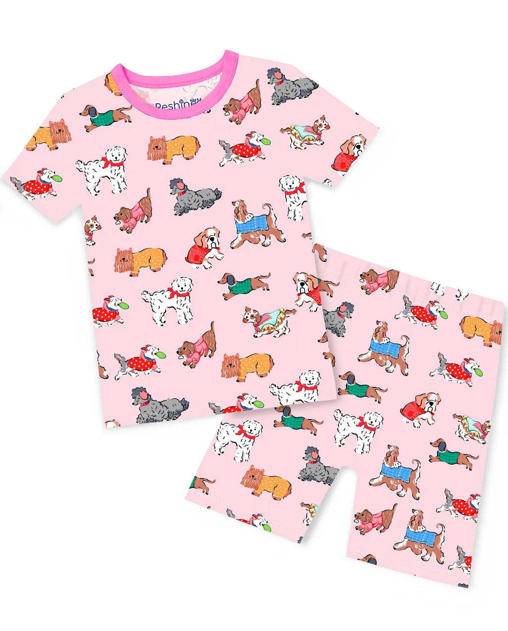 Puppy Parade Short Two-Piece Pajama Set, puppy parade bamboo short two piece pajama set