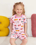 Puppy Parade Short Two-Piece Pajama Set, puppy parade bamboo short two piece pjs lifestyle 02