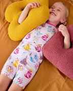 Purple Castle Short Two-Piece Pajama Set, purple castle bamboo short two piece pjs lifestyle 08