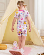 Purple Castle Short Two-Piece Pajama Set, purple castle bamboo short two piece pjs lifestyle 10