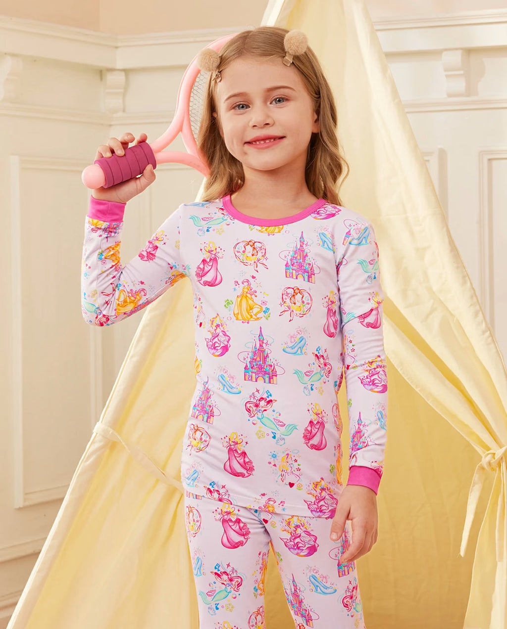 Purple Castle Long Two-Piece Pajama Set, purple castle bamboo two piece pjs lifestyle 2