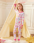 Purple Castle Long Two-Piece Pajama Set, purple castle bamboo two piece pjs lifestyle 3