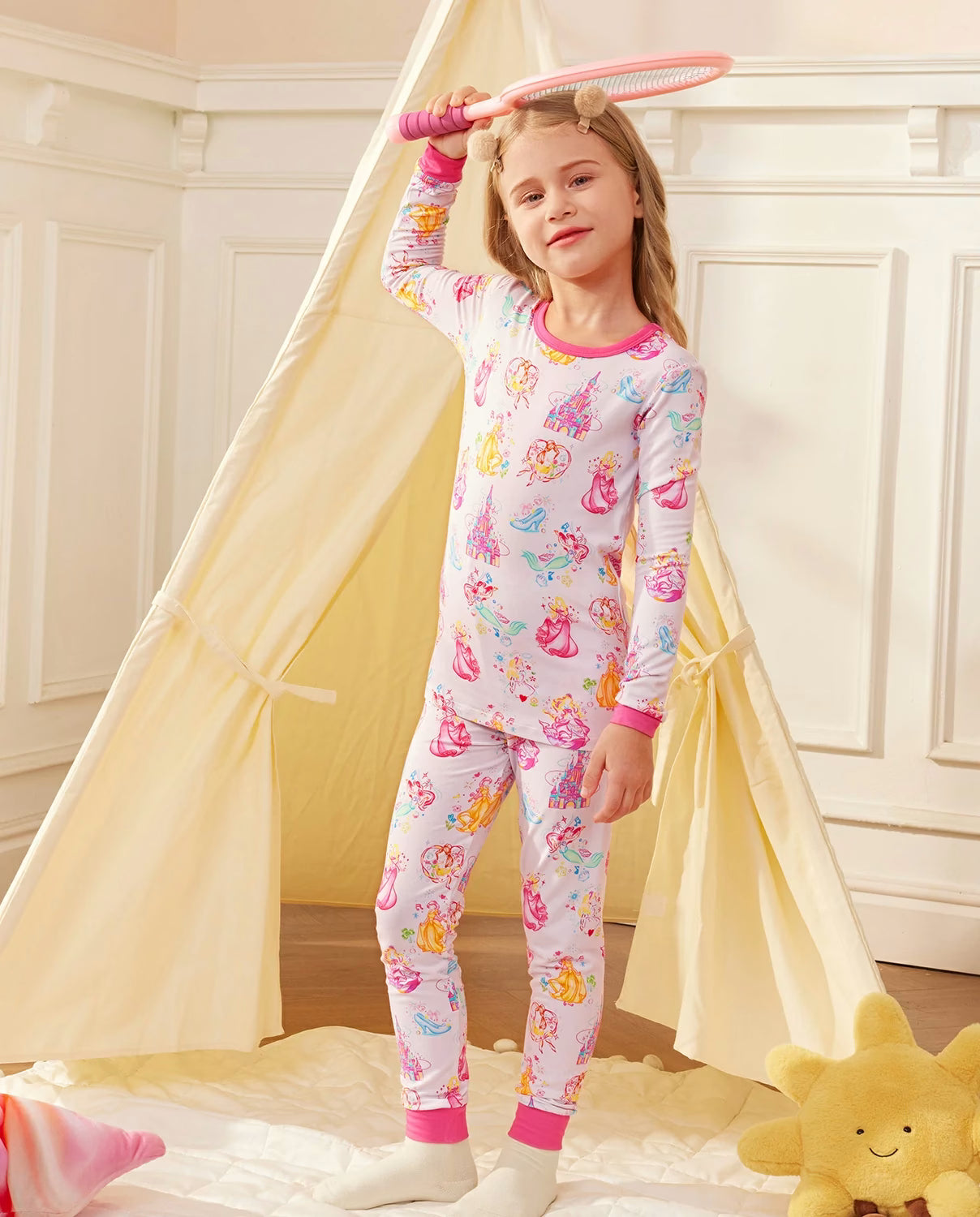 Purple Castle Long Two-Piece Pajama Set, purple castle bamboo two piece pjs lifestyle 3
