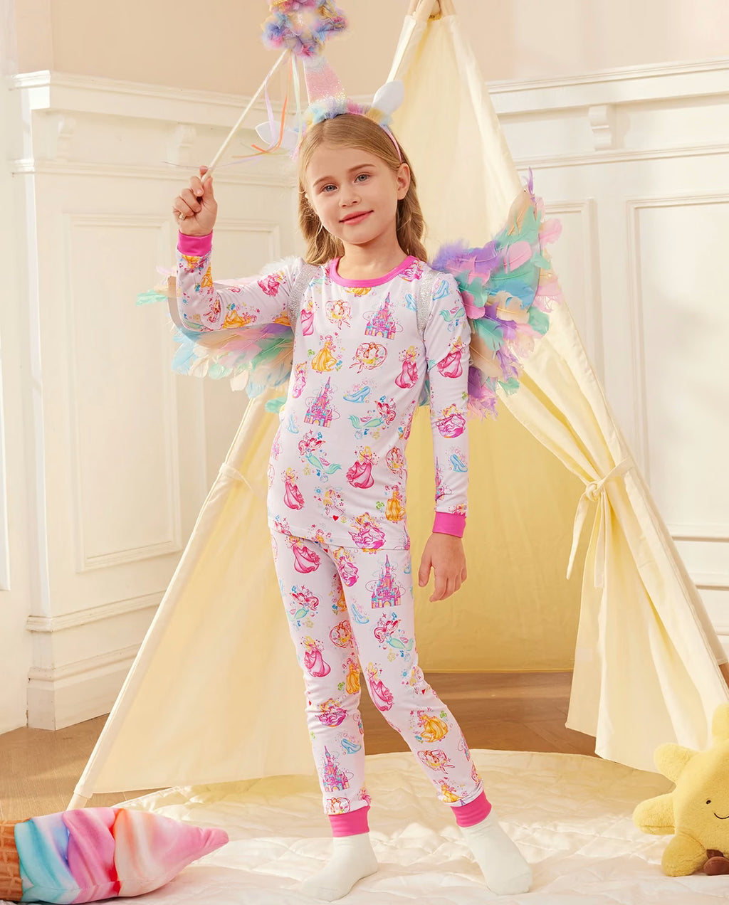 Purple Castle Long Two-Piece Pajama Set, purple castle bamboo two piece pjs lifestyle 4