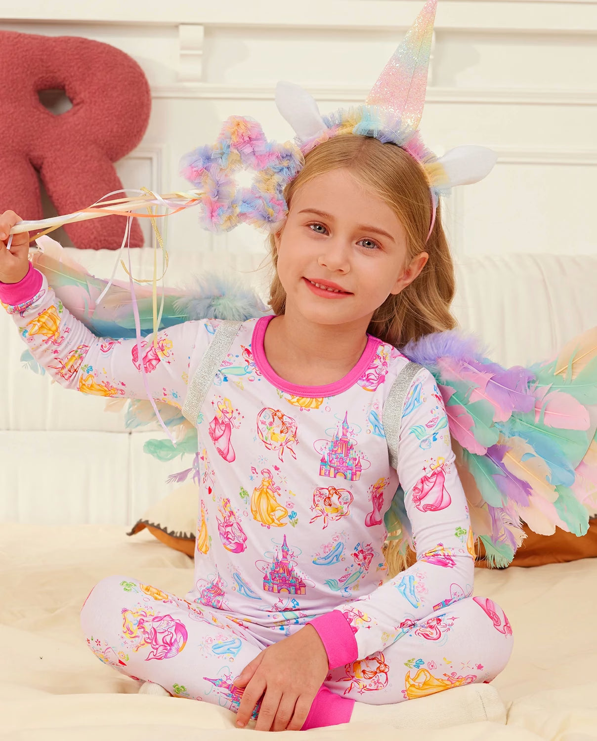 Purple Castle Long Two-Piece Pajama Set, purple castle bamboo two piece pjs lifestyle 5