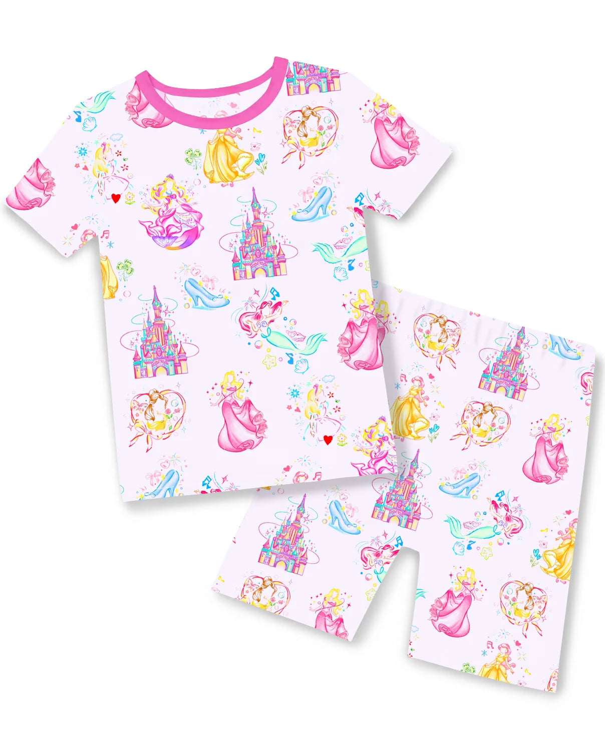 Purple Castle Short Two-Piece Pajama Set, purple castle short two piece pajama set main
