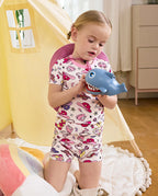 Purple Cowgirl Short Two-Piece Pajama Set, purple cowgirl bamboo short two piece pjs lifestyle 01