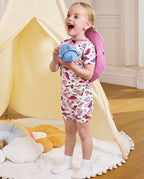 Purple Cowgirl Short Two-Piece Pajama Set, purple cowgirl bamboo short two piece pjs lifestyle 05