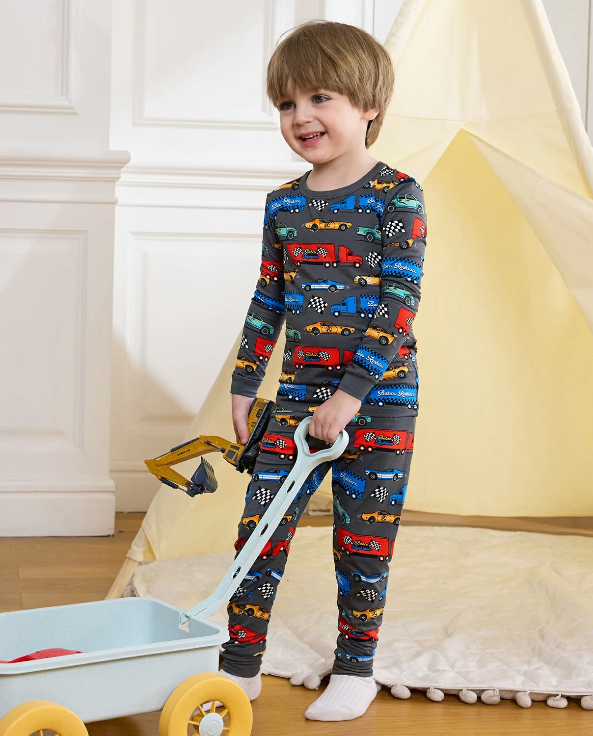 Race Kings Long Two-Piece Pajama Set, race kings club bamboo two piece pjs lifestyle 4