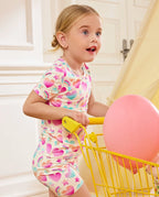Rainbow Heart Short Two-Piece Pajama Set, rainbow heart bamboo short two piece pjs lifestyle 03