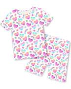 Rainbow Heart Short Two-Piece Pajama Set, rainbow heart short two piece pajama set main