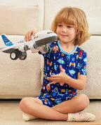 Rocket Adventure Short Two-Piece Pajama Set, rocket adventure bamboo short two piece pjs lifestyle 01