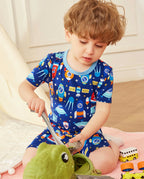 Rocket Adventure Short Two-Piece Pajama Set, rocket adventure bamboo short two piece pjs lifestyle 02