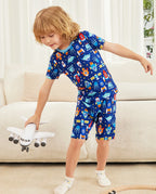 Rocket Adventure Short Two-Piece Pajama Set, rocket adventure bamboo short two piece pjs lifestyle 03