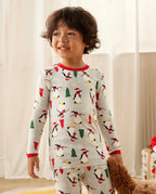 Santa Penguin Long Two-Piece Pajama Set, santa penguin bamboo long two piece pjs lifestyle 06
