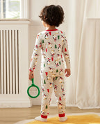 Santa Penguin Long Two-Piece Pajama Set, santa penguin bamboo long two piece pjs lifestyle 08