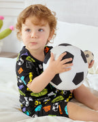 Soccer Mode On Short Two-Piece Pajama Set, soccer mode on bamboo short two piece pjs lifestyle 07
