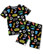 Soccer Mode On Short Two-Piece Pajama Set, soccer mode on short two piece pajama set main