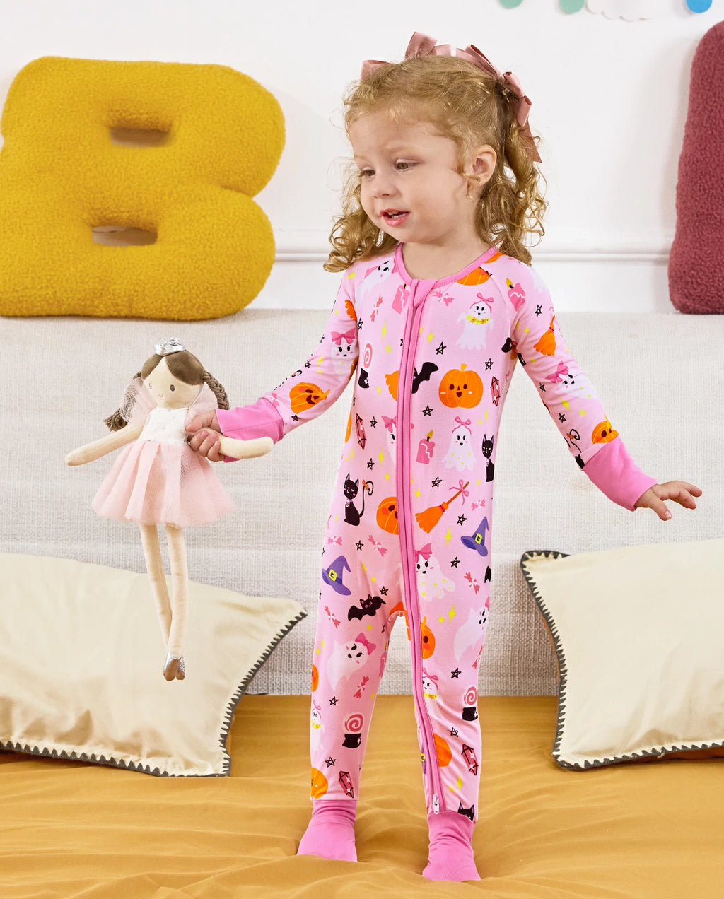 Spooky Cute Bamboo Zippy baby pajamas with soft bamboo fabric for Halloween playtime