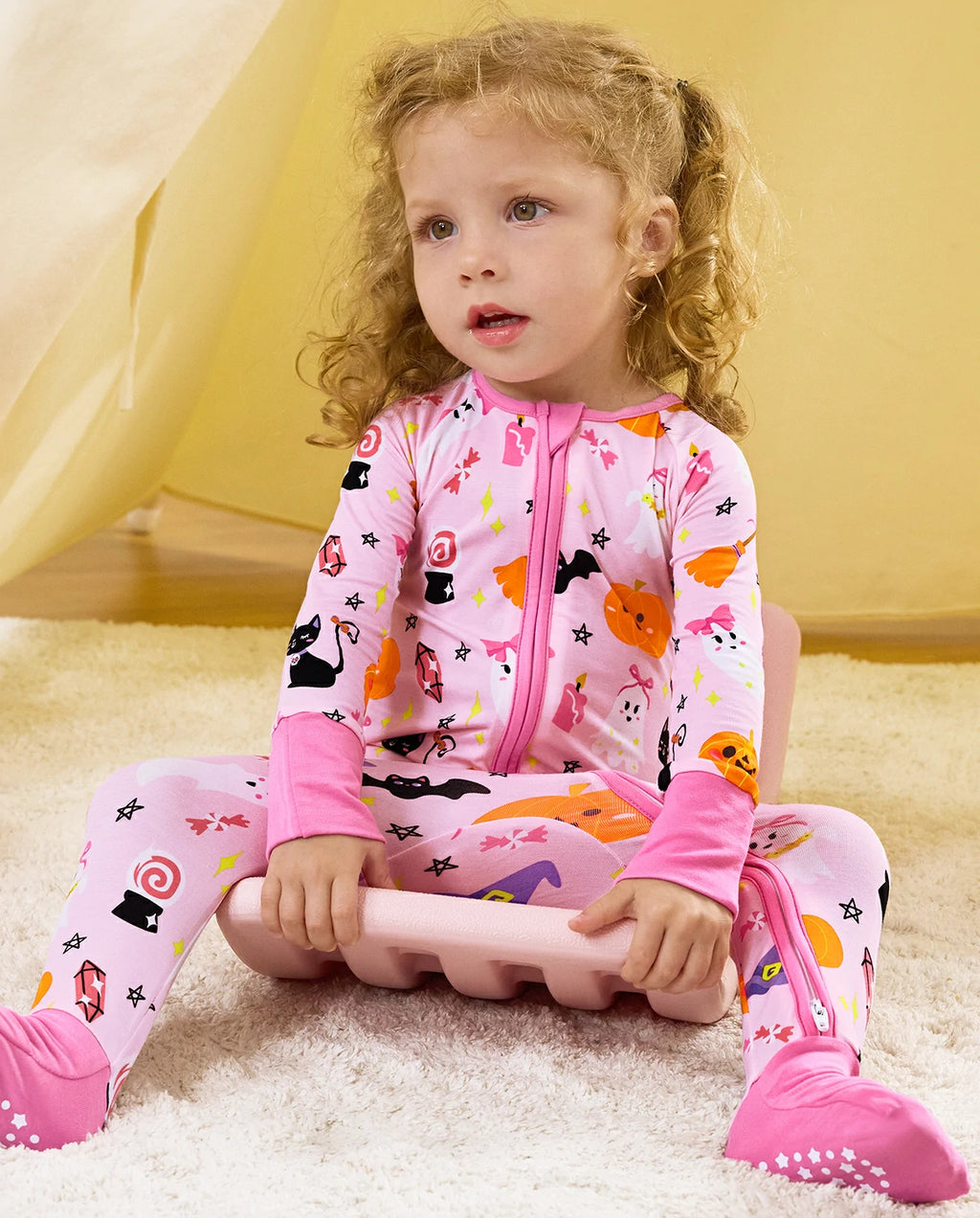 Cute Halloween moments become even cozier with soft bamboo pajamas.