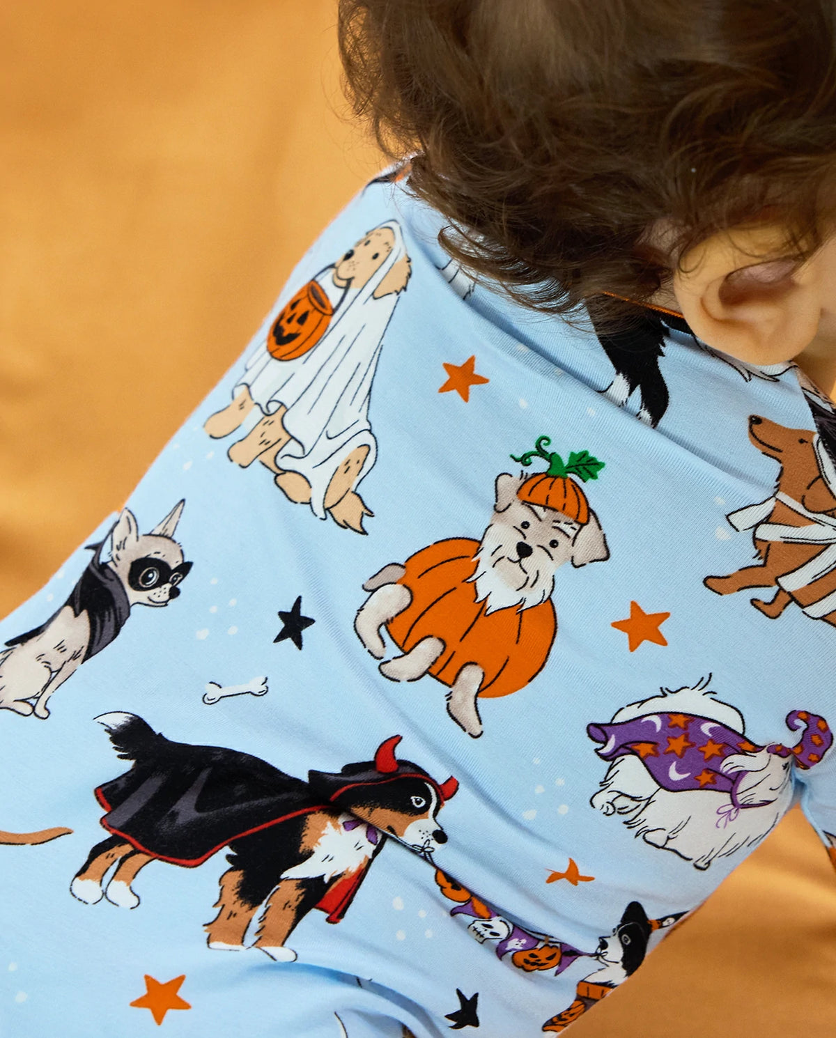 Close-up of Spooky Pups Bamboo Zippy Halloween dog print