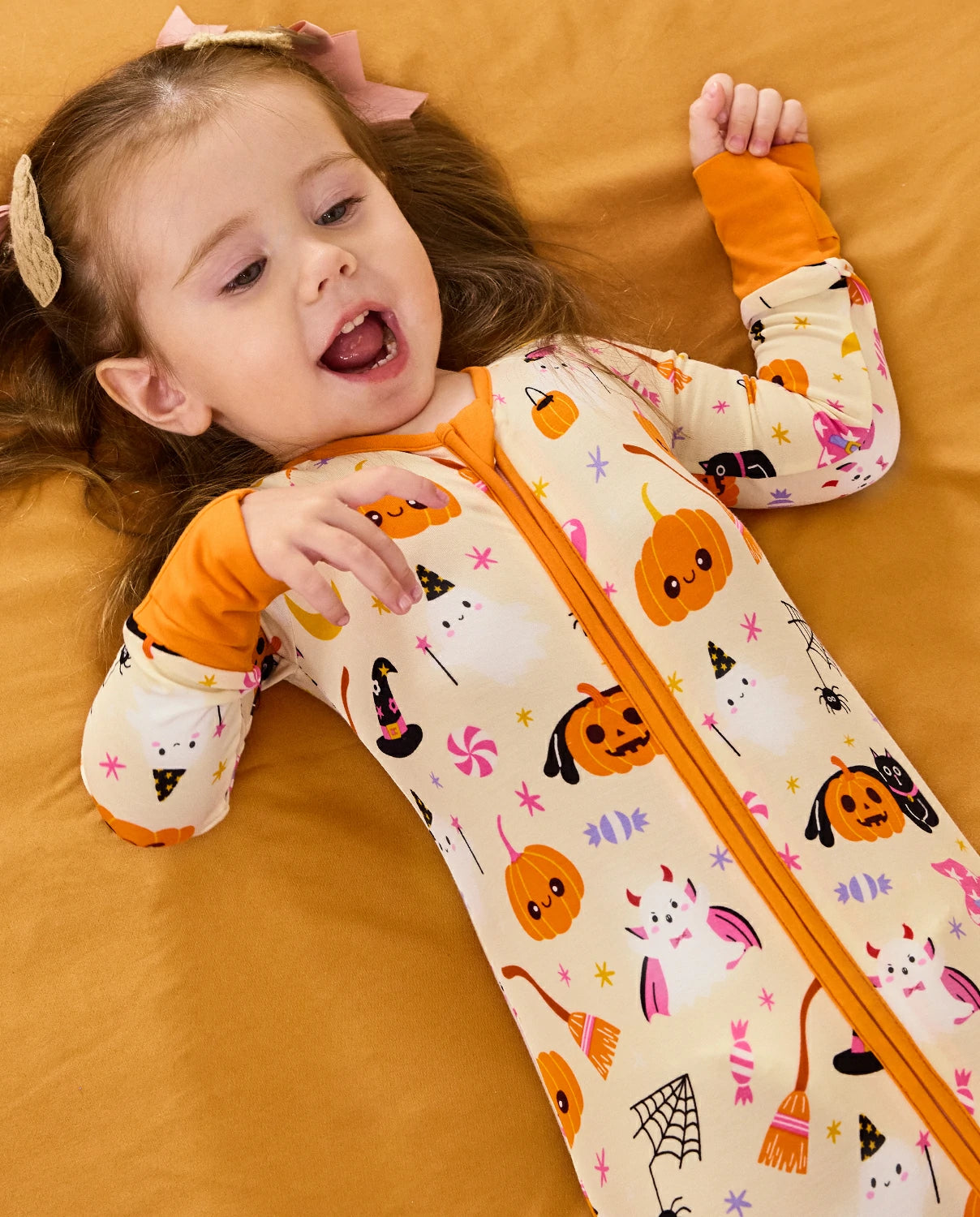 Spooky Sweet Bamboo Zippy baby sleeper with two-way zipper design