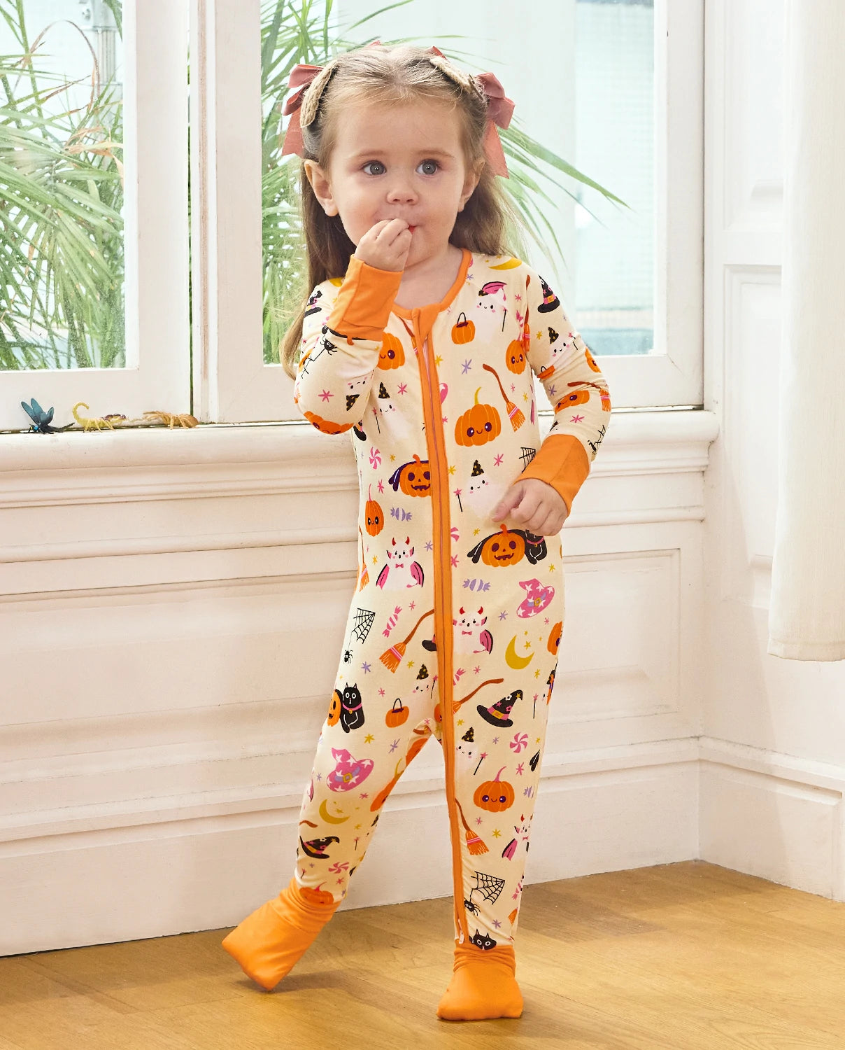 Spooky Sweet Bamboo Zippy Halloween baby sleeper full body view