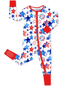 Star Celebration Bamboo Zippy, star celebration bamboo baby zippy pajama front