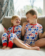 Star Celebration Short Two-Piece Pajama Set, star celebration bamboo short two piece pjs lifestyle 01