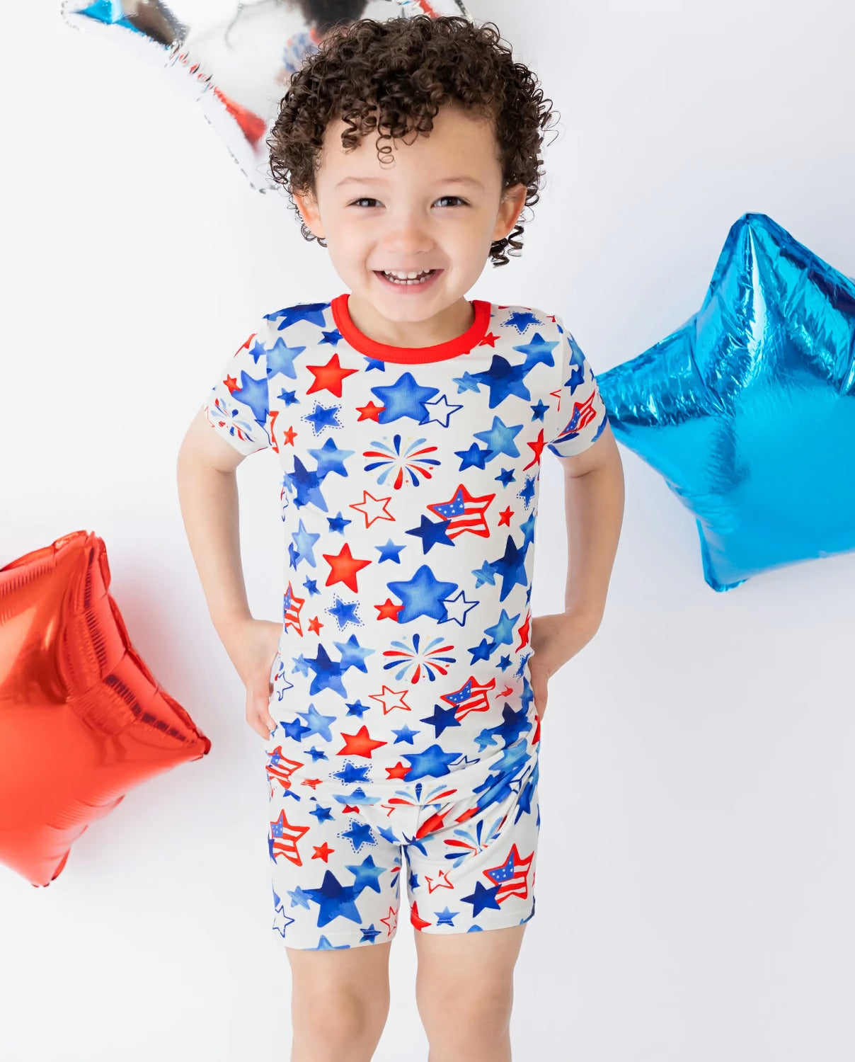 Star Celebration Short Two-Piece Pajama Set, star celebration bamboo short two piece pjs lifestyle 05