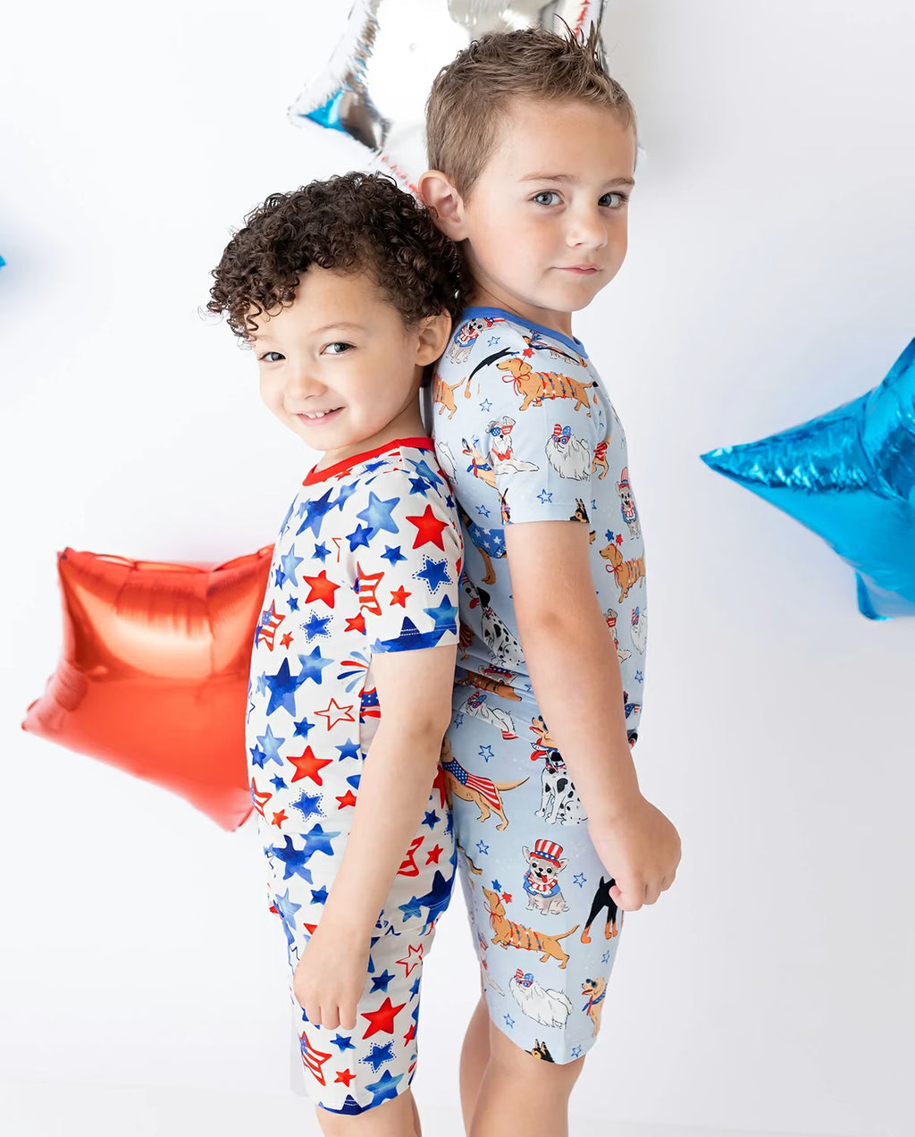 Star Celebration Short Two-Piece Pajama Set, star celebration bamboo short two piece pjs lifestyle 07