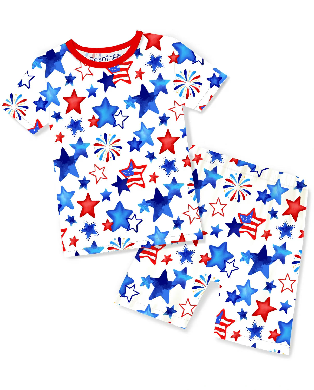 Star Celebration Short Two-Piece Pajama Set, star celebration short two piece pajama set main