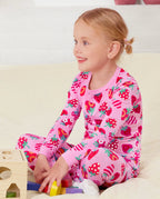 Strawberry Kisses Long Two-Piece Pajama Set, strawberry kisses bamboo two piece pjs lifestyle 2
