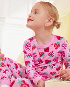 Strawberry Kisses Long Two-Piece Pajama Set, strawberry kisses bamboo two piece pjs lifestyle 8