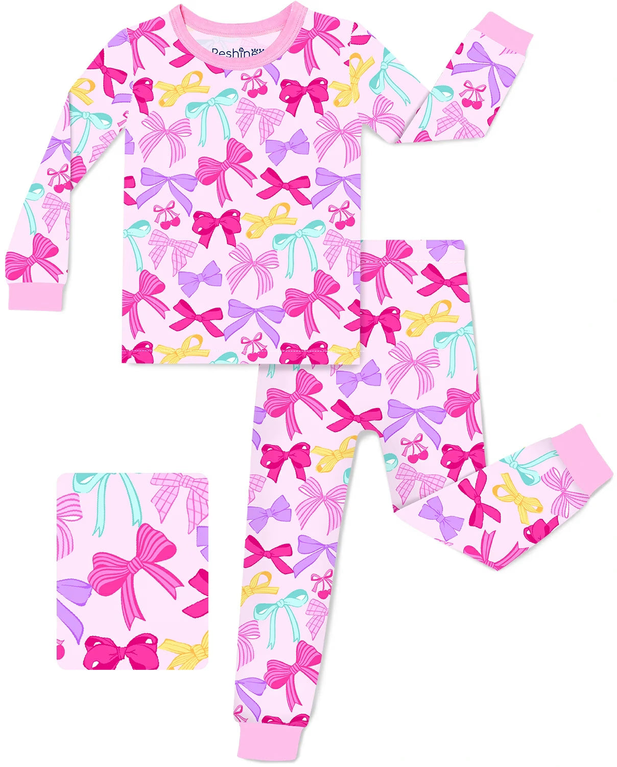Sweet Bow Long Two-Piece Pajama Set, sweet bow bamboo long two piece pajama set main