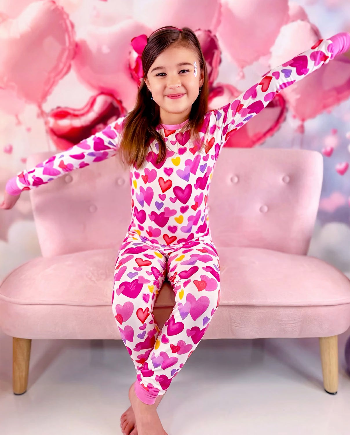 Sweetheart Confetti Long Two-Piece Pajama Set, sweetheart confetti bamboo long two piece pjs lifestyle 03