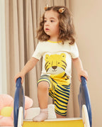 Tiger Short Two-Piece Pajama Set, tiger bamboo short two piece pjs lifestyle 10