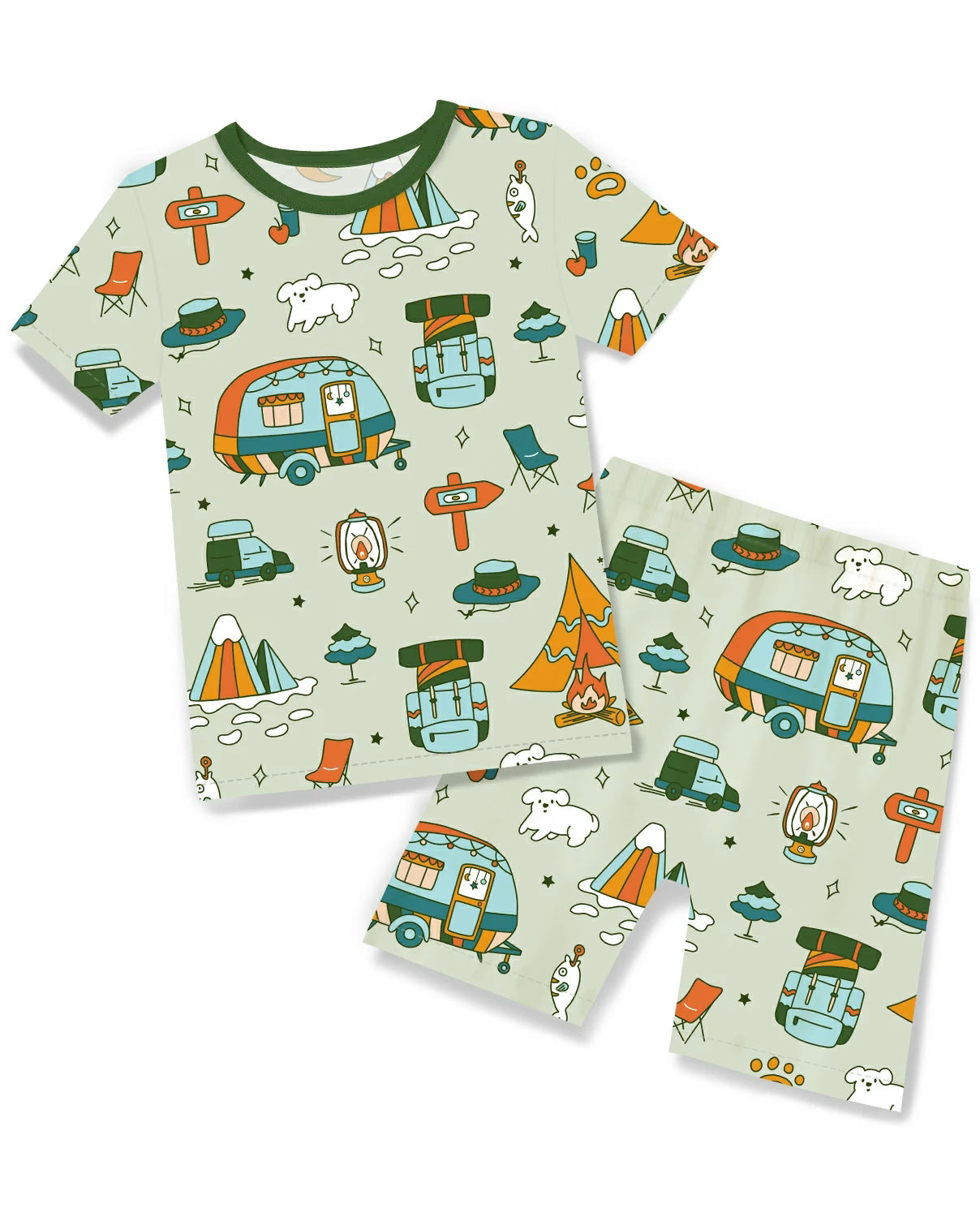 Tiny Campers Short Two-Piece Pajama Set, tiny campers bamboo short two piece pajama set main