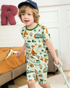 Tiny Campers Short Two-Piece Pajama Set, tiny campers bamboo short two piece pjs lifestyle 01