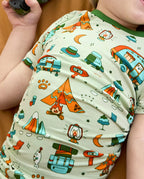 Tiny Campers Short Two-Piece Pajama Set, tiny campers bamboo short two piece pjs lifestyle 09