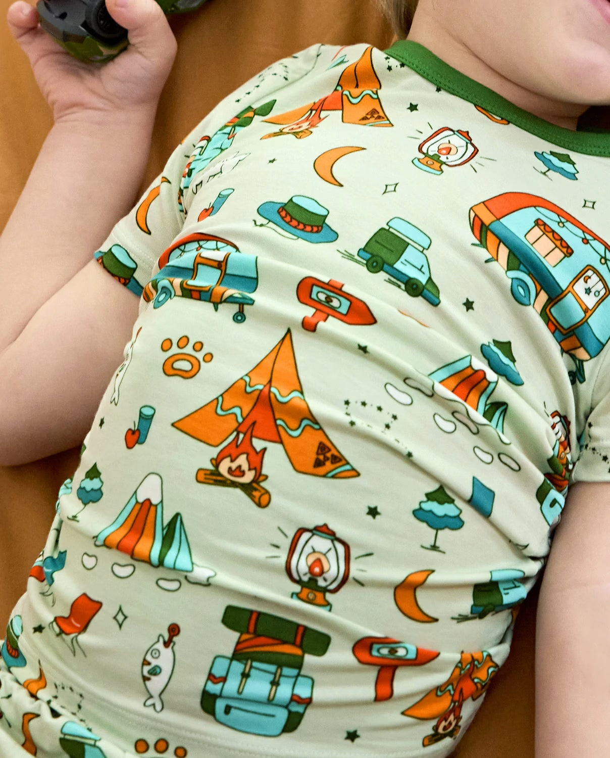 Tiny Campers Short Two-Piece Pajama Set, tiny campers bamboo short two piece pjs lifestyle 09