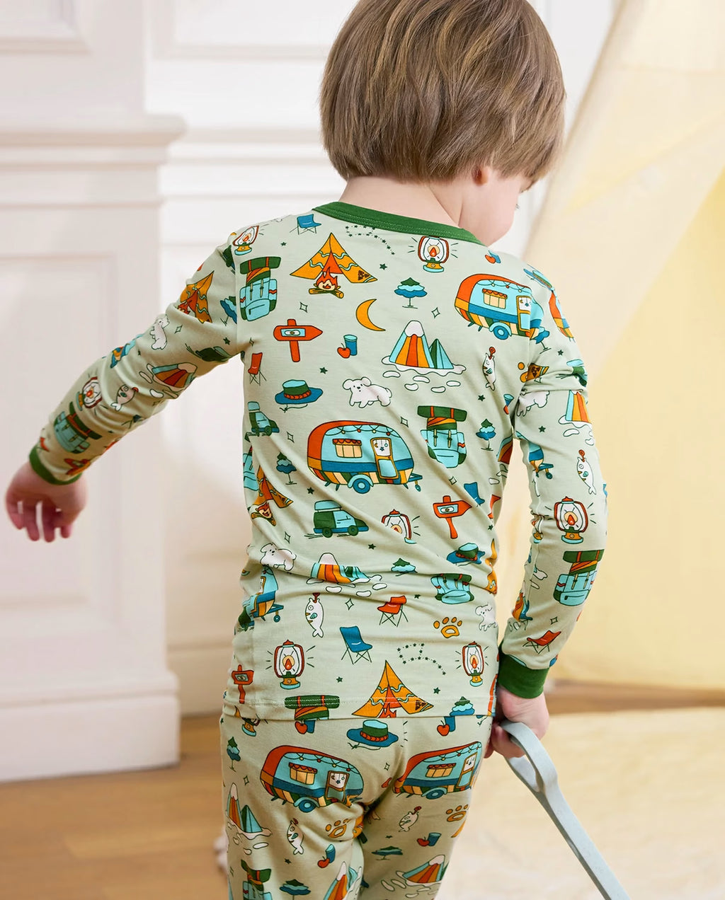 Tiny Campers Long Two-Piece Pajama Set, tiny campers bamboo two piece pjs lifestyle 5