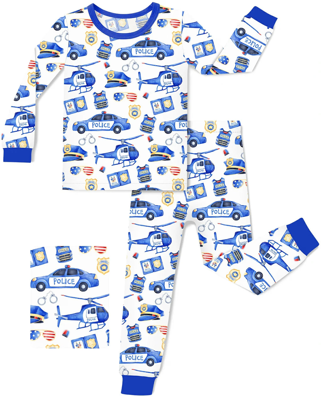 Tiny Officer Long Two-Piece Pajama Set, tiny officer bamboo long two piece pajama set main