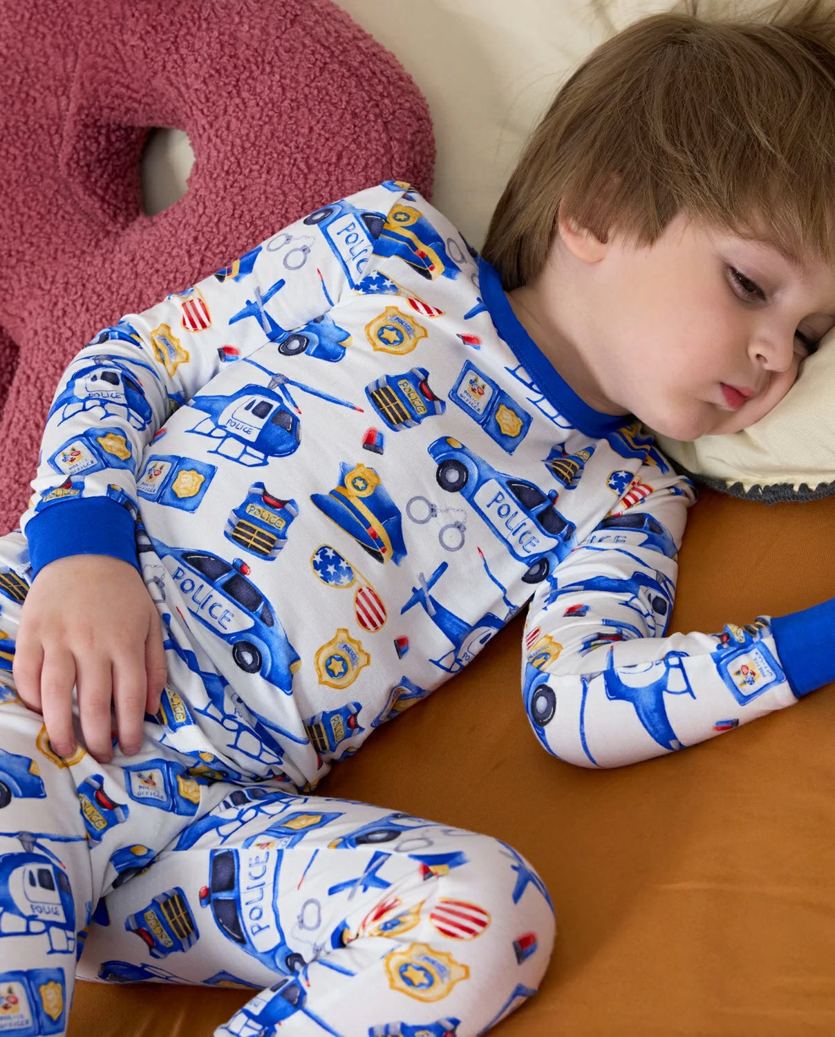 Tiny Officer Long Two-Piece Pajama Set, tiny officer bamboo long two piece pjs lifestyle 02
