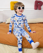 Tiny Officer Long Two-Piece Pajama Set, tiny officer bamboo long two piece pjs lifestyle 05