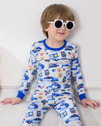 Tiny Officer Long Two-Piece Pajama Set, tiny officer bamboo long two piece pjs lifestyle 08