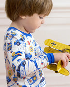 Tiny Officer Long Two-Piece Pajama Set, tiny officer bamboo long two piece pjs lifestyle 09